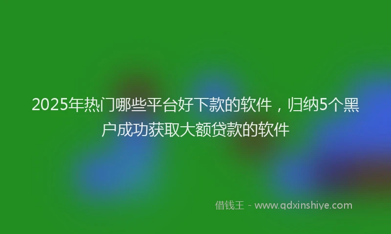 2025年热门哪些平台好下款的软件，归纳5个黑户成功获取大额贷款的软件