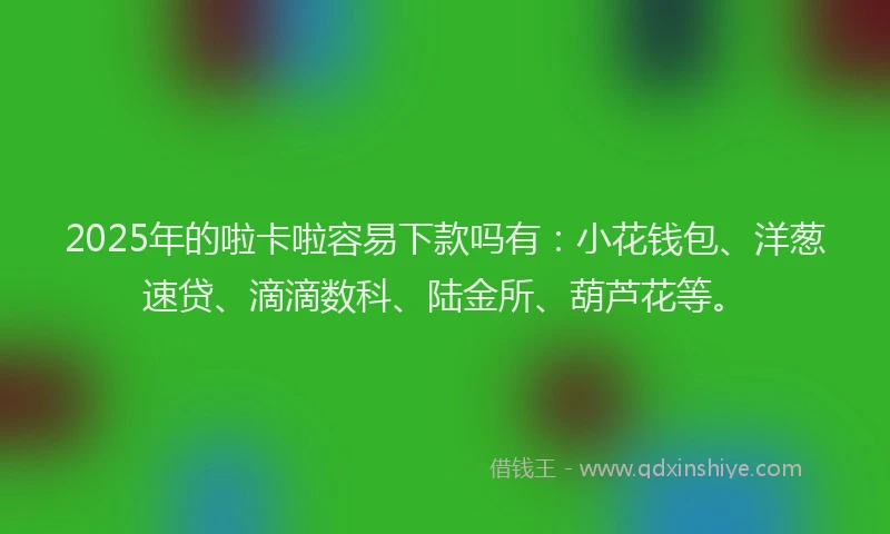 2025年的啦卡啦容易下款吗有：小花钱包、洋葱速贷、滴滴数科、陆金所、葫芦花等。