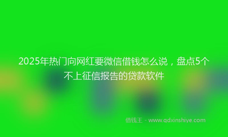 2025年热门向网红要微信借钱怎么说，盘点5个不上征信报告的贷款软件