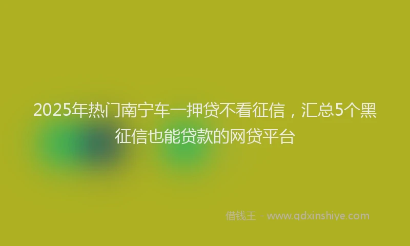 2025年热门南宁车一押贷不看征信，汇总5个黑征信也能贷款的网贷平台