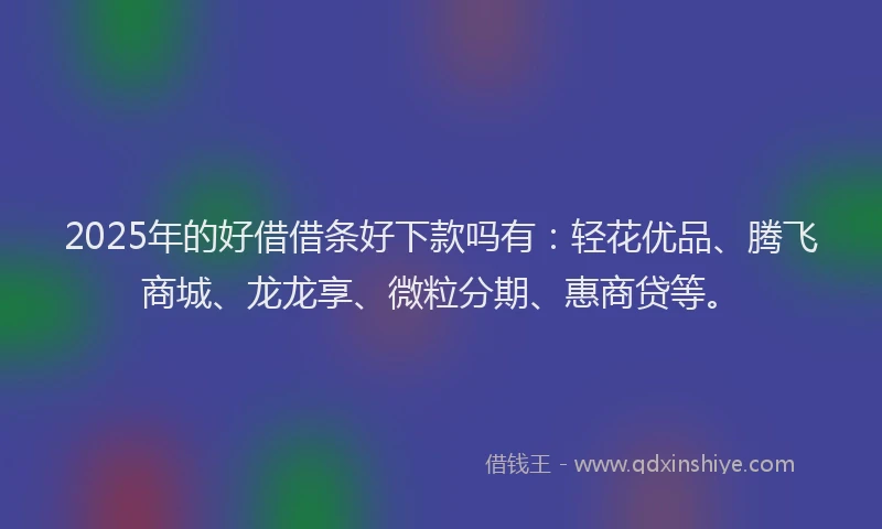 2025年的好借借条好下款吗有：轻花优品、腾飞商城、龙龙享、微粒分期、惠商贷等。