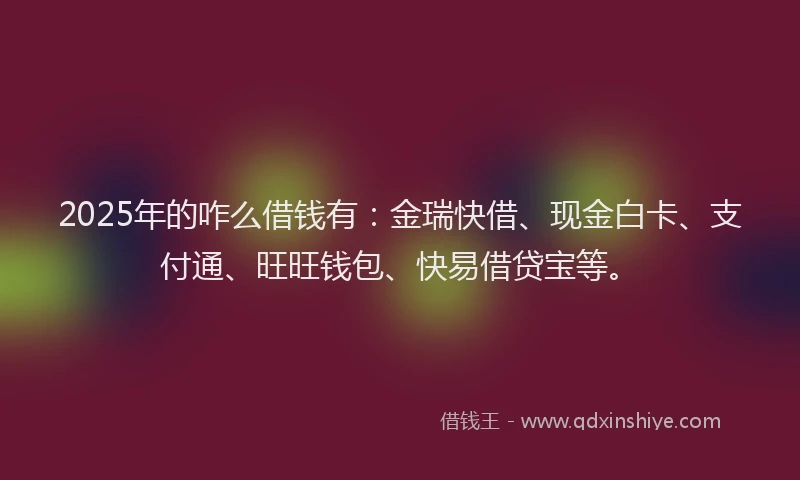 2025年的咋么借钱有：金瑞快借、现金白卡、支付通、旺旺钱包、快易借贷宝等。