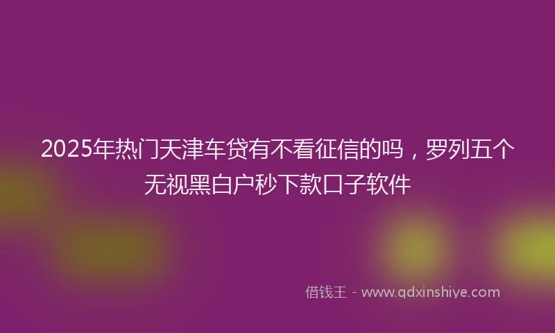2025年热门天津车贷有不看征信的吗，罗列五个无视黑白户秒下款口子软件