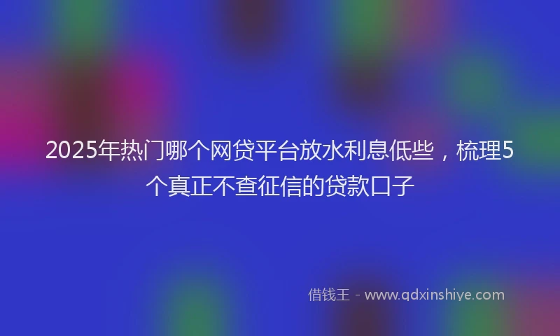 2025年热门哪个网贷平台放水利息低些，梳理5个真正不查征信的贷款口子