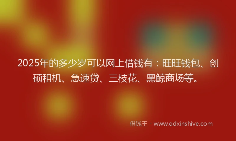 2025年的多少岁可以网上借钱有：旺旺钱包、创硕租机、急速贷、三枝花、黑鲸商场等。