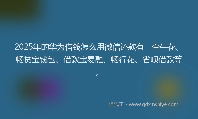 2025年的华为借钱怎么用微信还款有：牵牛花、畅贷宝钱包、借款宝易融、畅行花、省呗借款等。