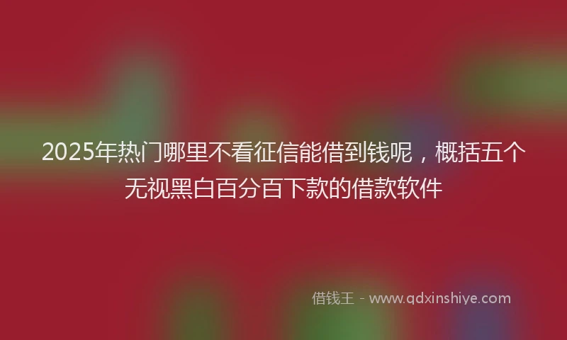 2025年热门哪里不看征信能借到钱呢，概括五个无视黑白百分百下款的借款软件