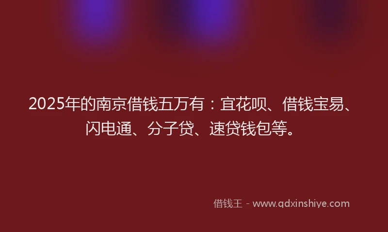 2025年的南京借钱五万有：宜花呗、借钱宝易、闪电通、分子贷、速贷钱包等。