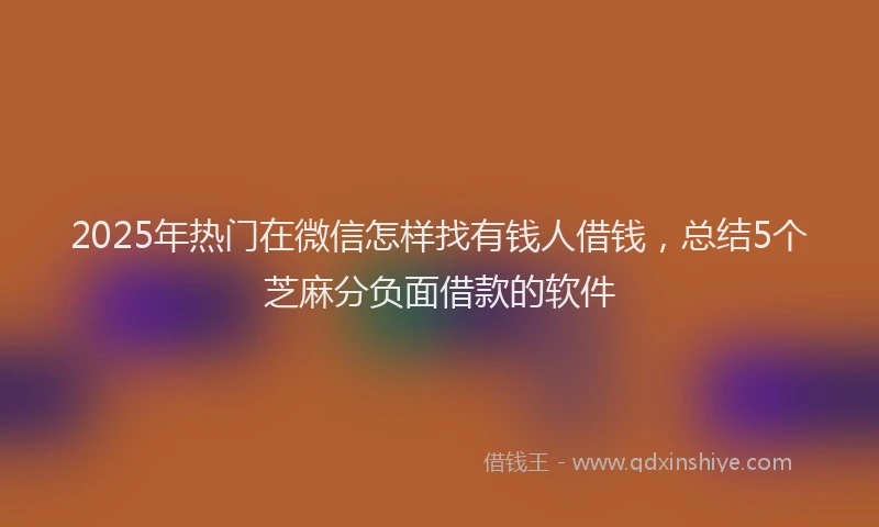 2025年热门在微信怎样找有钱人借钱，总结5个芝麻分负面借款的软件