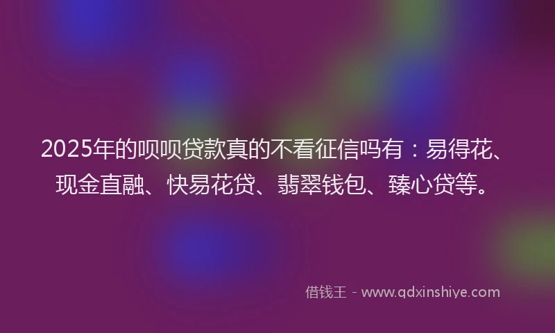 2025年的呗呗贷款真的不看征信吗有：易得花、现金直融、快易花贷、翡翠钱包、臻心贷等。