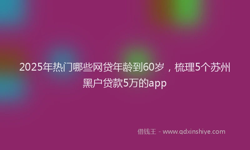2025年热门哪些网贷年龄到60岁，梳理5个苏州黑户贷款5万的app