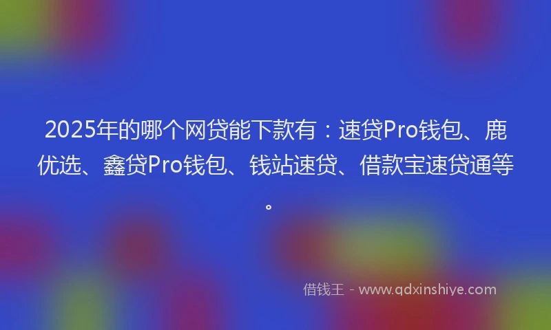 2025年的哪个网贷能下款有：速贷Pro钱包、鹿优选、鑫贷Pro钱包、钱站速贷、借款宝速贷通等。