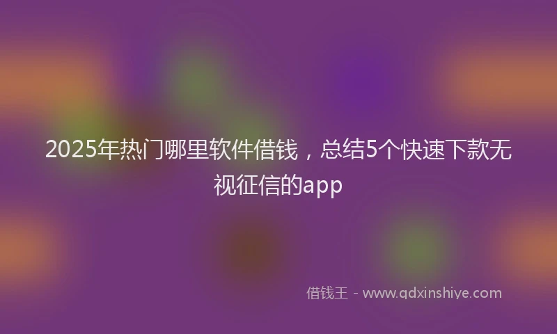 2025年热门哪里软件借钱，总结5个快速下款无视征信的app