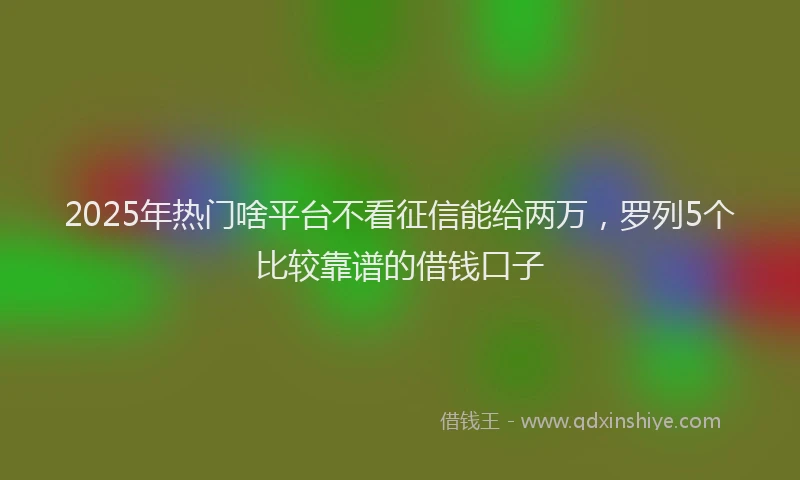 2025年热门啥平台不看征信能给两万，罗列5个比较靠谱的借钱口子