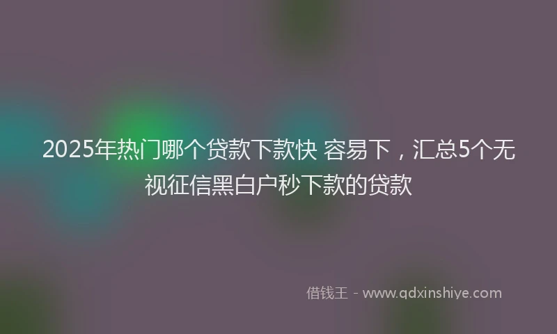 2025年热门哪个贷款下款快 容易下，汇总5个无视征信黑白户秒下款的贷款