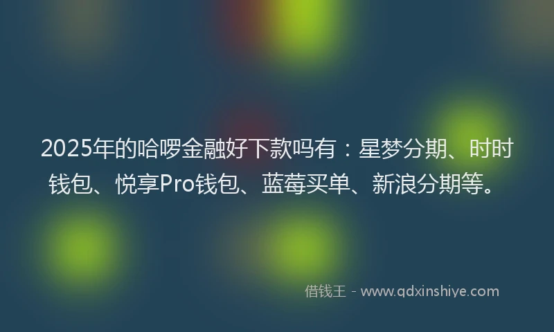 2025年的哈啰金融好下款吗有：星梦分期、时时钱包、悦享Pro钱包、蓝莓买单、新浪分期等。