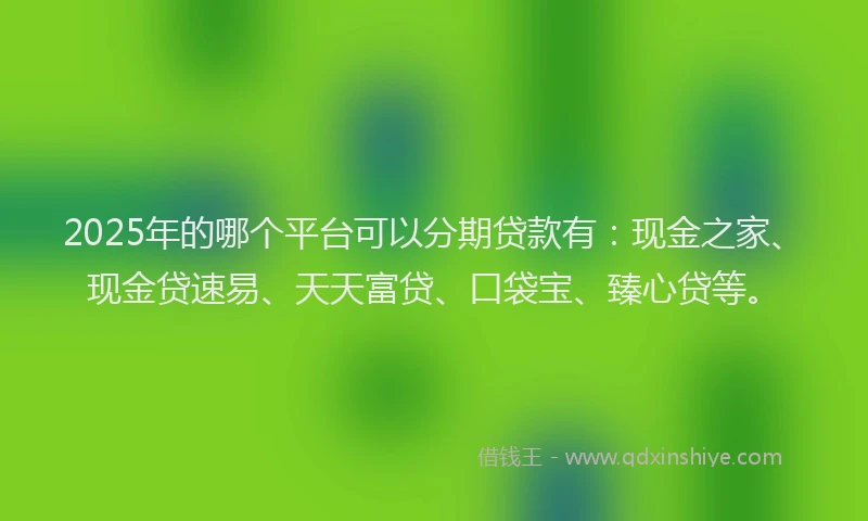 2025年的哪个平台可以分期贷款有：现金之家、现金贷速易、天天富贷、口袋宝、臻心贷等。