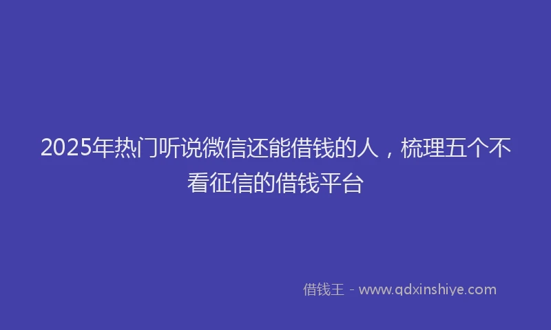 2025年热门听说微信还能借钱的人，梳理五个不看征信的借钱平台