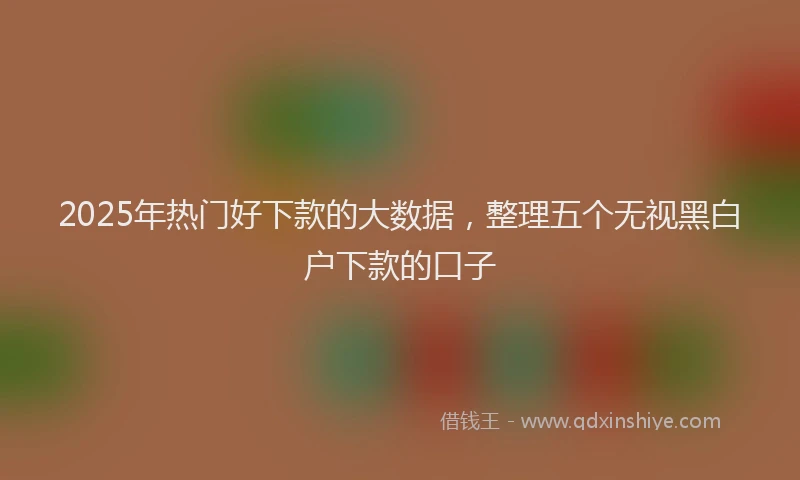 2025年热门好下款的大数据，整理五个无视黑白户下款的口子