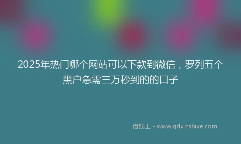 2025年热门哪个网站可以下款到微信，罗列五个黑户急需三万秒到的的口子