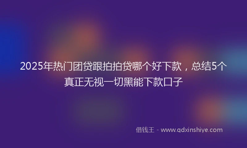 2025年热门团贷跟拍拍贷哪个好下款，总结5个真正无视一切黑能下款口子