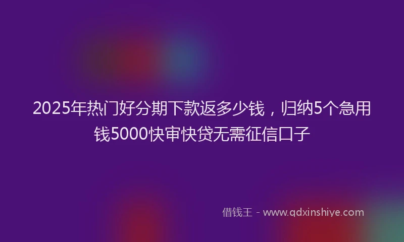 2025年热门好分期下款返多少钱，归纳5个急用钱5000快审快贷无需征信口子