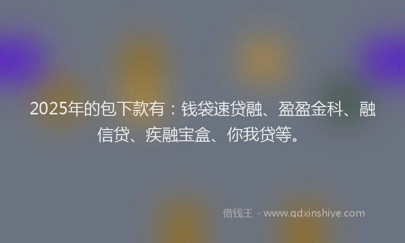 2025年的包下款有：钱袋速贷融、盈盈金科、融信贷、疾融宝盒、你我贷等。