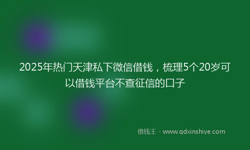 2025年热门天津私下微信借钱，梳理5个20岁可以借钱平台不查征信的口子