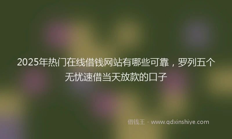2025年热门在线借钱网站有哪些可靠，罗列五个无忧速借当天放款的口子