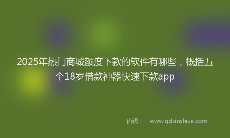 2025年热门商城额度下款的软件有哪些，概括五个18岁借款神器快速下款app