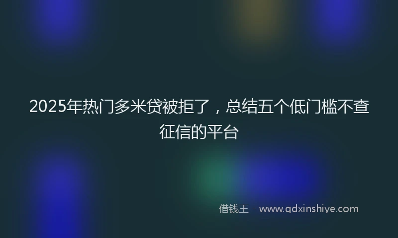 2025年热门多米贷被拒了，总结五个低门槛不查征信的平台