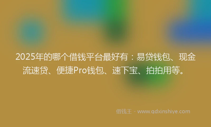 2025年的哪个借钱平台最好有：易贷钱包、现金流速贷、便捷Pro钱包、速下宝、拍拍用等。