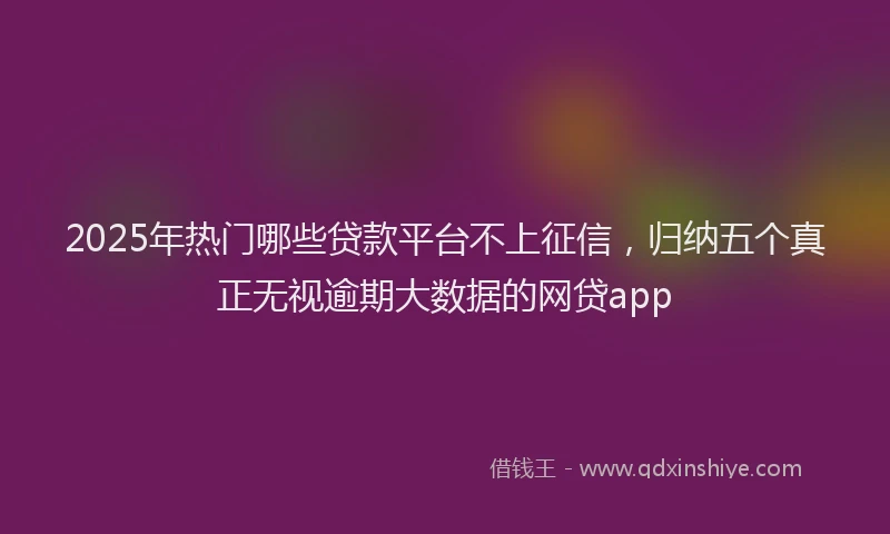 2025年热门哪些贷款平台不上征信，归纳五个真正无视逾期大数据的网贷app