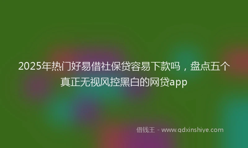 2025年热门好易借社保贷容易下款吗，盘点五个真正无视风控黑白的网贷app