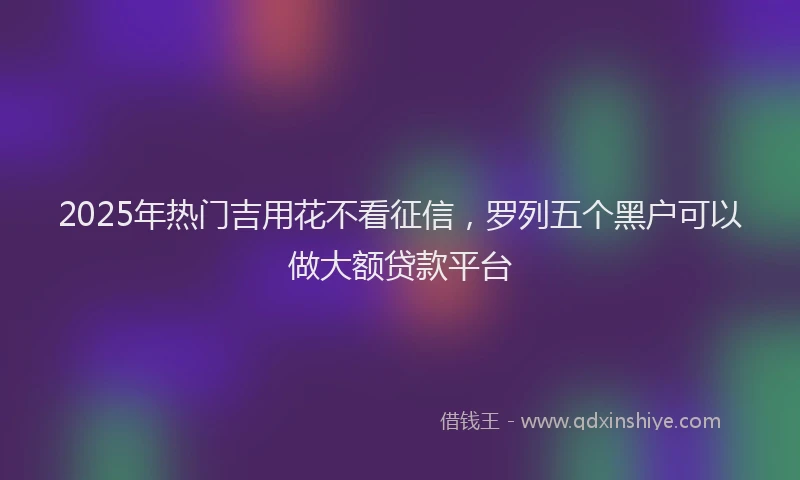 2025年热门吉用花不看征信，罗列五个黑户可以做大额贷款平台