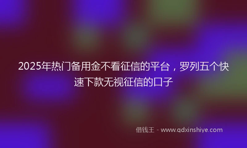 2025年热门备用金不看征信的平台，罗列五个快速下款无视征信的口子