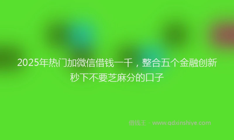 2025年热门加微信借钱一千，整合五个金融创新秒下不要芝麻分的口子
