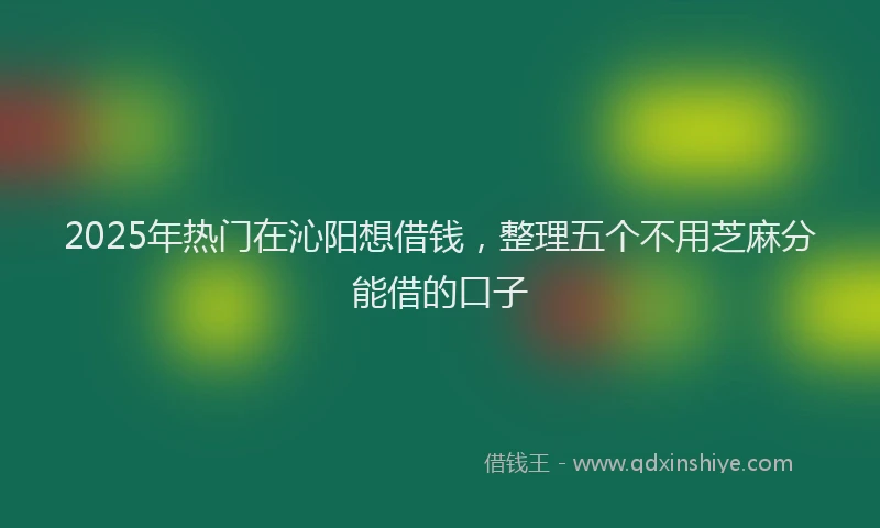 2025年热门在沁阳想借钱，整理五个不用芝麻分能借的口子
