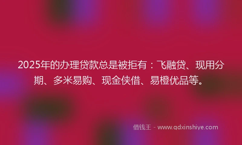 2025年的办理贷款总是被拒有：飞融贷、现用分期、多米易购、现金侠借、易橙优品等。