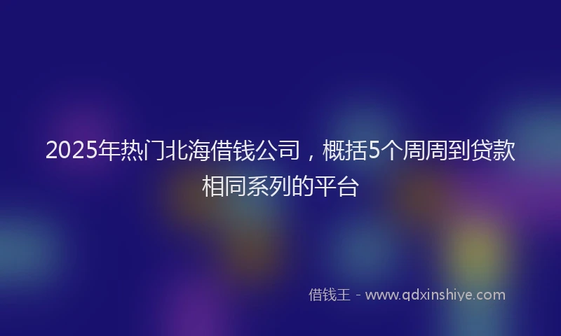 2025年热门北海借钱公司，概括5个周周到贷款相同系列的平台