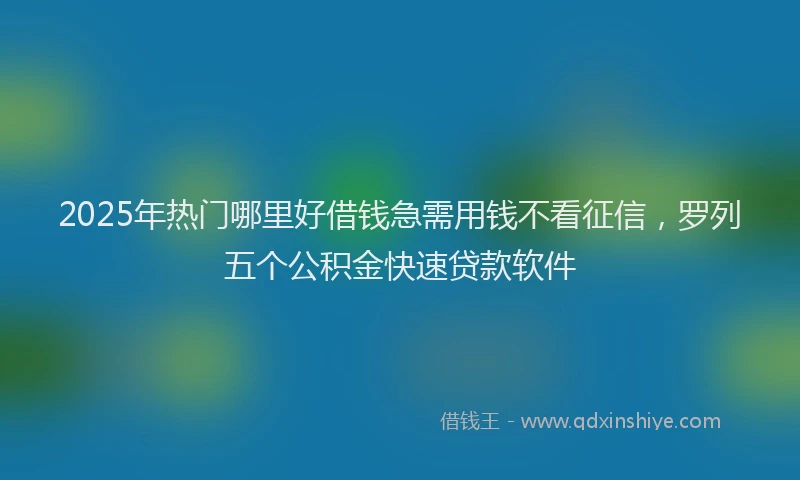 2025年热门哪里好借钱急需用钱不看征信，罗列五个公积金快速贷款软件