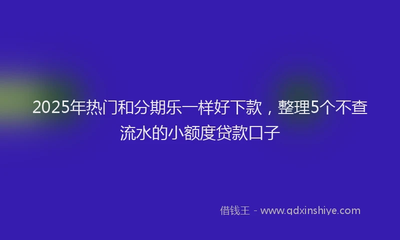 2025年热门和分期乐一样好下款，整理5个不查流水的小额度贷款口子