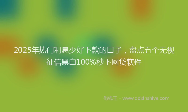 2025年热门利息少好下款的口子，盘点五个无视征信黑白100%秒下网贷软件