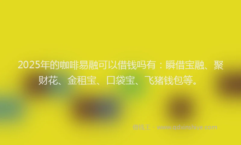 2025年的咖啡易融可以借钱吗有：瞬借宝融、聚财花、金租宝、口袋宝、飞猪钱包等。