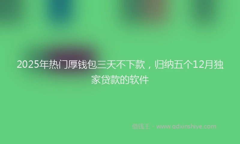 2025年热门厚钱包三天不下款，归纳五个12月独家贷款的软件