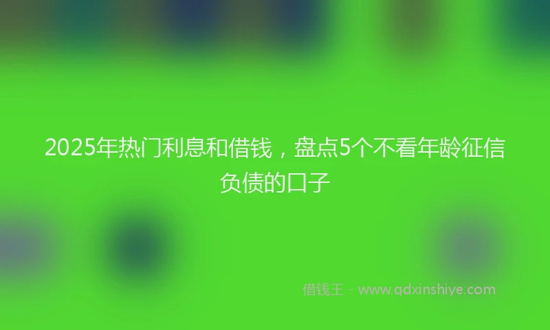 2025年热门利息和借钱，盘点5个不看年龄征信负债的口子