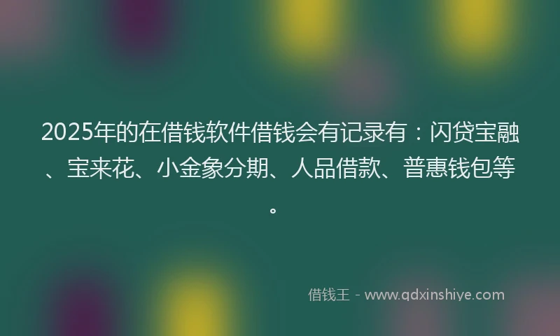2025年的在借钱软件借钱会有记录有：闪贷宝融、宝来花、小金象分期、人品借款、普惠钱包等。