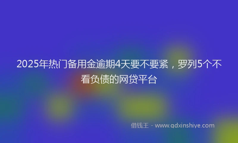 2025年热门备用金逾期4天要不要紧，罗列5个不看负债的网贷平台