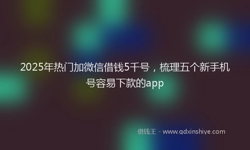 2025年热门加微信借钱5千号，梳理五个新手机号容易下款的app
