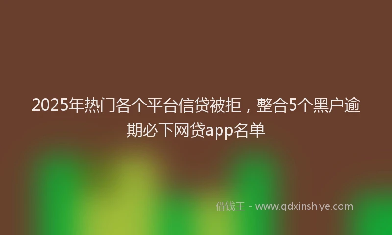 2025年热门各个平台信贷被拒，整合5个黑户逾期必下网贷app名单